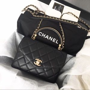 Chanel Flap bag with Top handle , calfskin.
